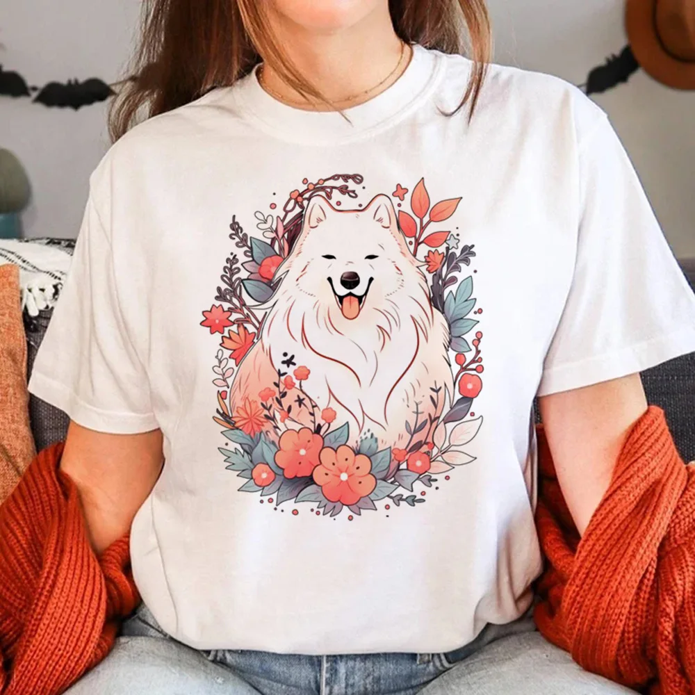 Samoyed top women Y2K anime t shirt female comic funny clothing