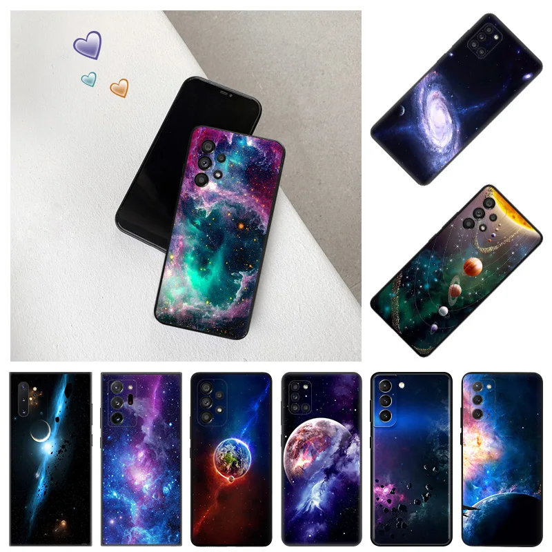 Phone Case For Samsung S24 Plus S23 FE S22 S21 S20 S10 Galaxy Note20 Ultra Meteor Universe Starry Sky Camera Protective Cover