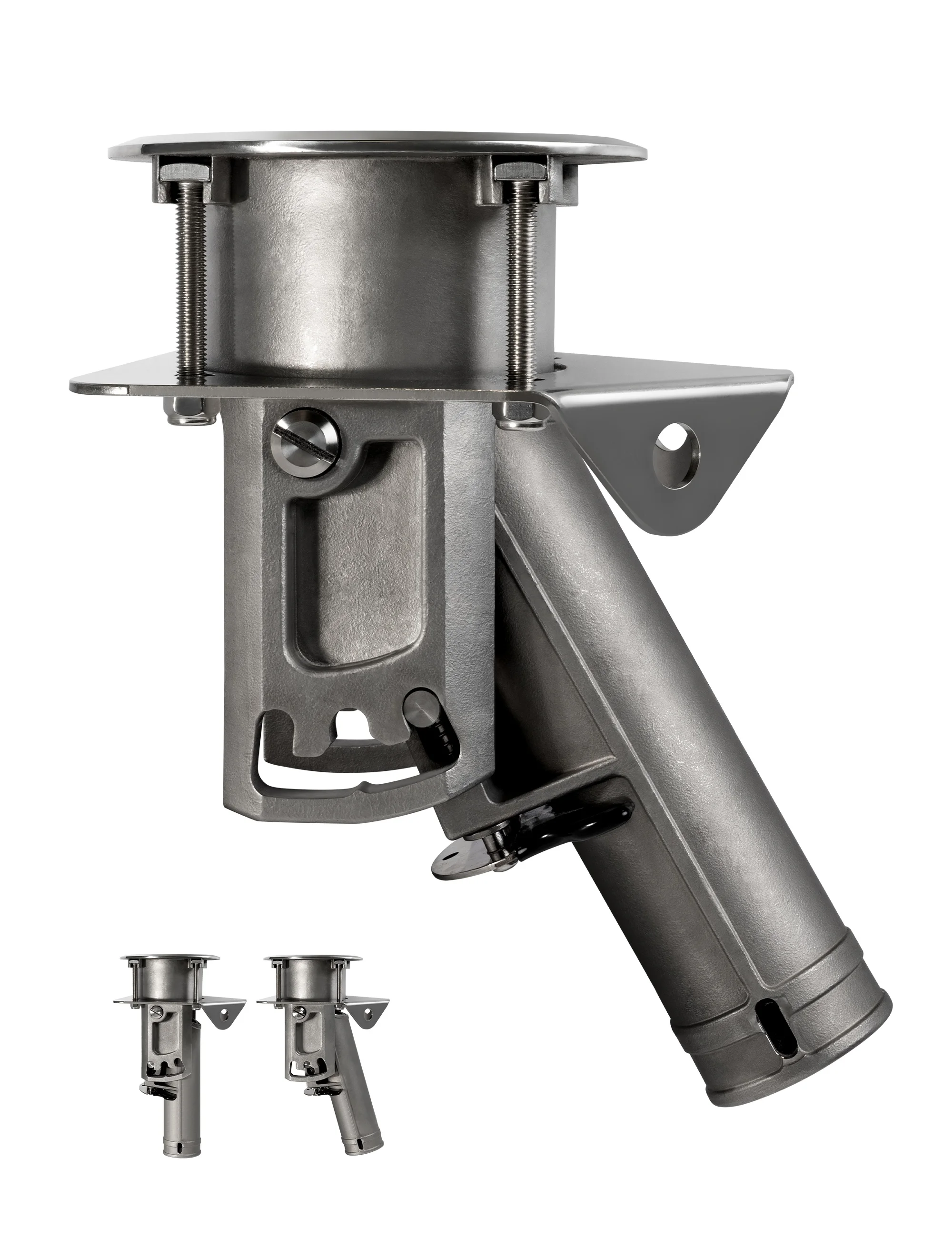 

316 Stainless Steel Adjustable Rod Cup Holder with Pin and Polished Finish for Boat and Kayak Fishing