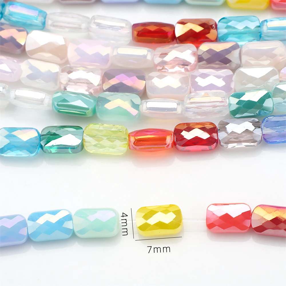 4x7mm 58pcs Beads Faceted Long Square Shape Spaced Isolated Loose Beaded for Making DIY Necklace Bracelet Garment Beads