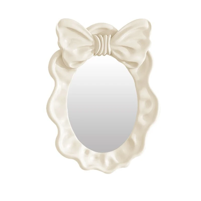 

Bedroom ins countertop makeup mirror bow engraved special-shaped LED mirror wall hanging defogging bathroom