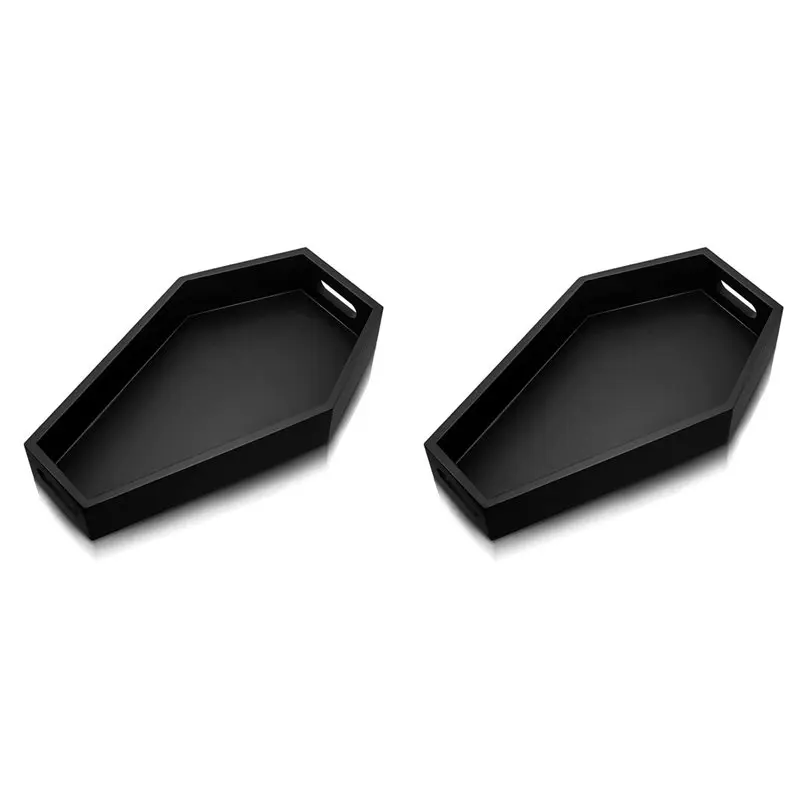 AB33-2X Coffin Shape Black Tray Storage Box Gothic Wood Tray Decoration Birthday Present Gift
