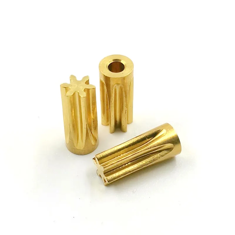 62A 61.2A 0.5M Brass Pinion OD=4mm 6 Teeth Small Copper Gear Hole 2mm Tight Motor Repair Parts
