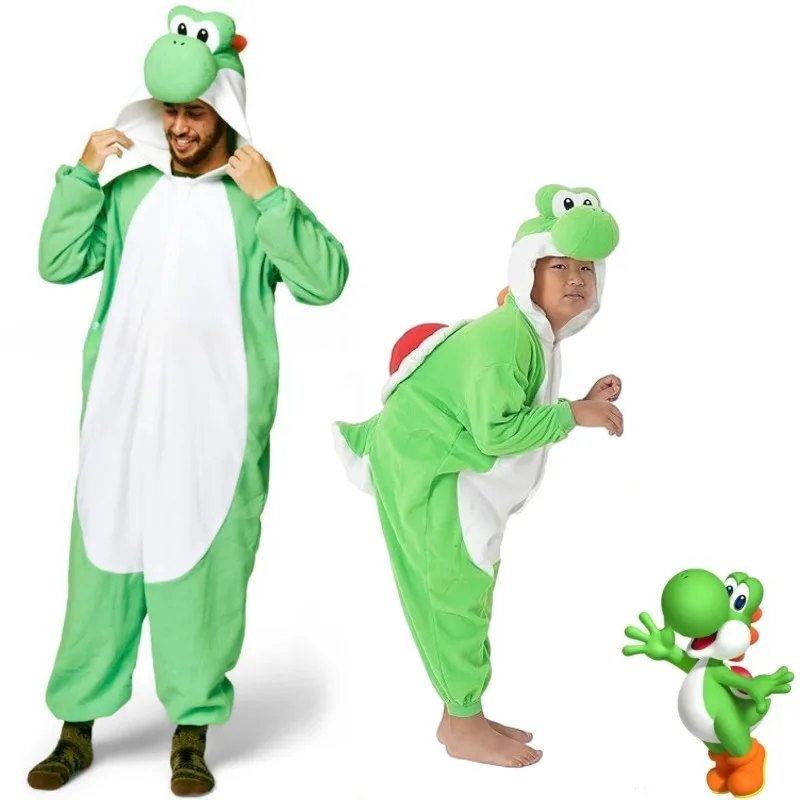 Super Marios Bros Figure Yoshi Jumpsuit Cosplay Pajamas for Women Man Anime Harajuku Kigurumi Onesies Carnival Party Sleepcoat