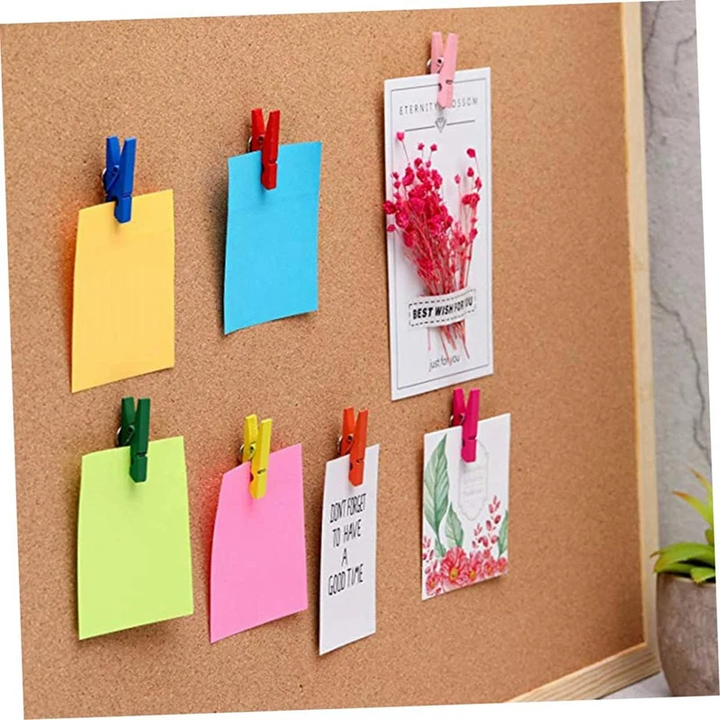 50 قطعة دبابيس الضغط الخشبية ومسامير الإبهام مشابك ورق الحرف الزخرفية للملاحظات والصور ولوحات الفلين ألوان عشوائية
