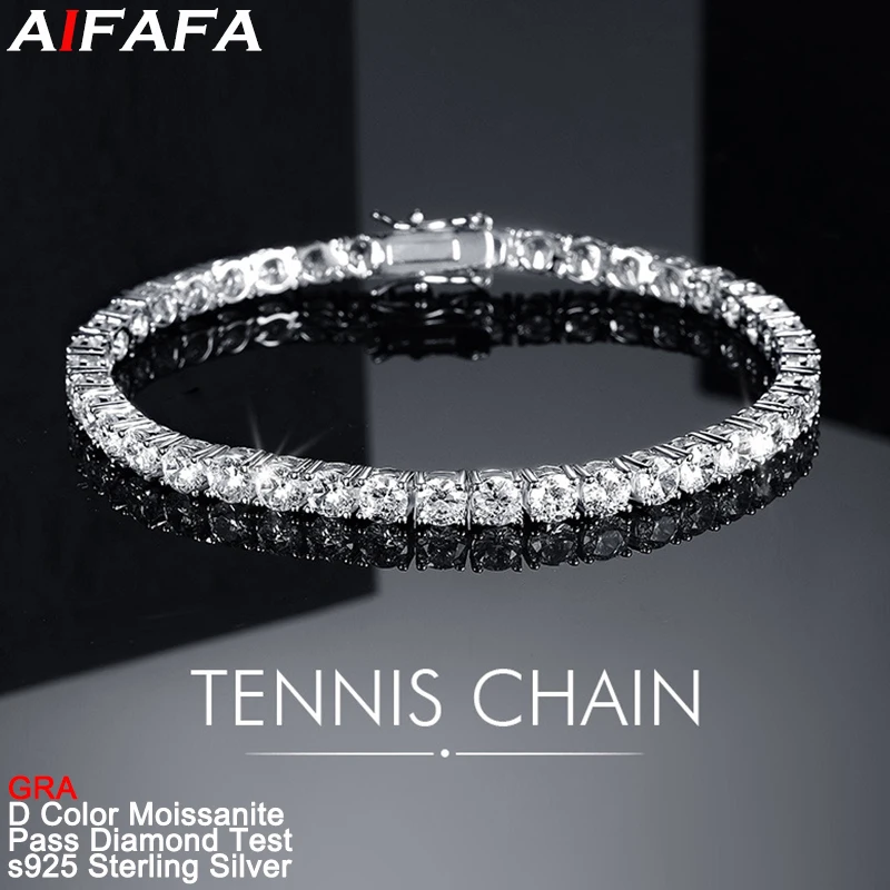 Stunning Full Moissanite Diamond Tennis Chains Bracelet Shiny s925 Silver All Moissanite Plate 18k Hand Chain Fine Jewelry GRA