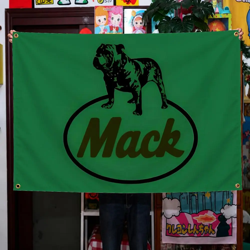 Brand Mack Trucks Bulldog Semi Truck Flags Wall Hanging Background Flag Wall Decor Banners for Outdoor Bedroom Dorm Room Decor