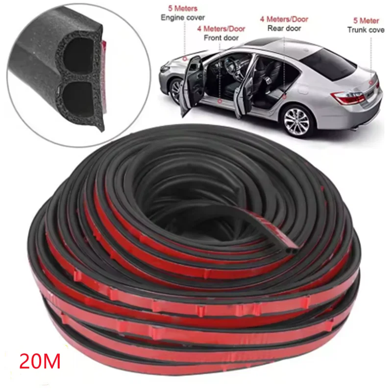 5/10/20MAuto Rubber Seals Car Door Sealing Strip B Type Noise Insulation Anti-Dust Soundproof Sealing Strips Car Door Seal Strip