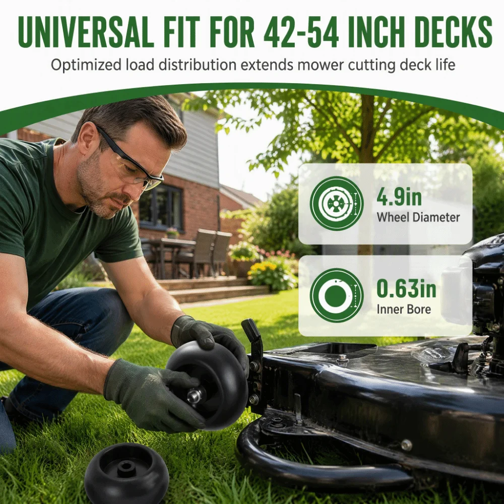 Stable PA Lawn Mower Deck Wheels Black Durable Mower Gauge Wheels Deck Support Wheels Grass Cutting Support