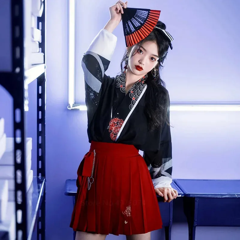 Платье-кимоно в японском стиле Хаори, винтажный костюм самурая, модный кавайный топ юката для девочек, юката, наряды для женщин, азиатский сгусток PT19