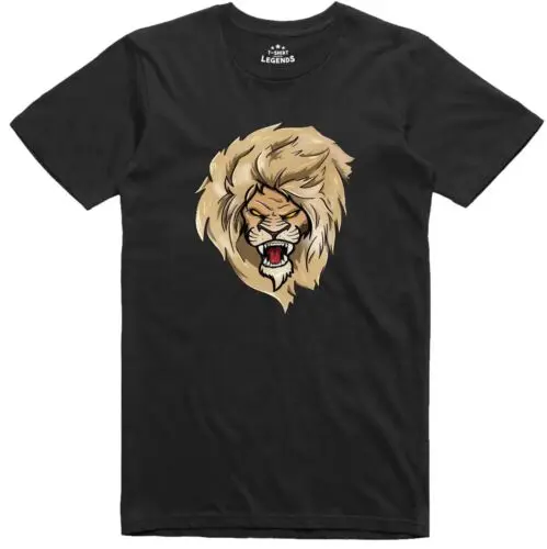 Lion T Shirt Mens Regular Fit Cotton Tee