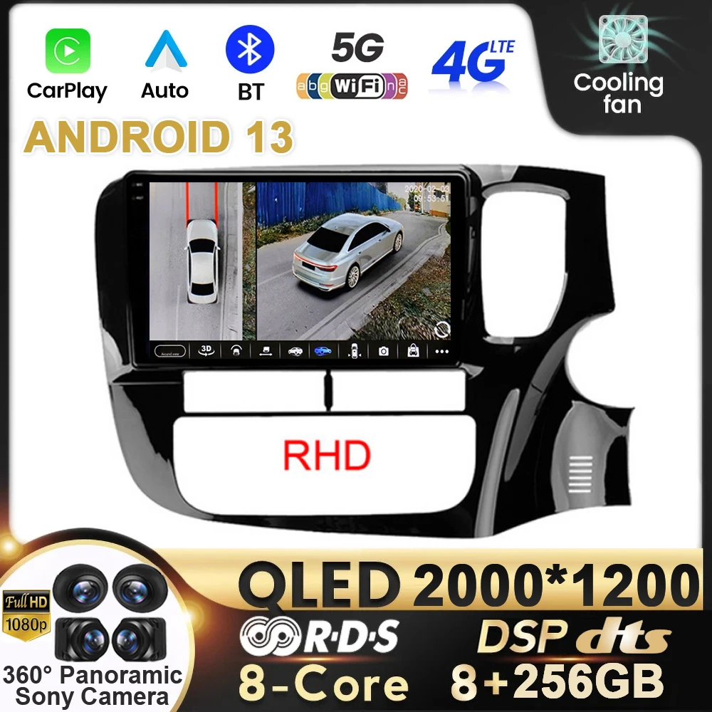 

10.1" Car Radio Android 13 For Mitsubishi Outlander 3 2012-2018 RHD QLED Video DVD Stereo Audio Head Carplay Multimedia Player