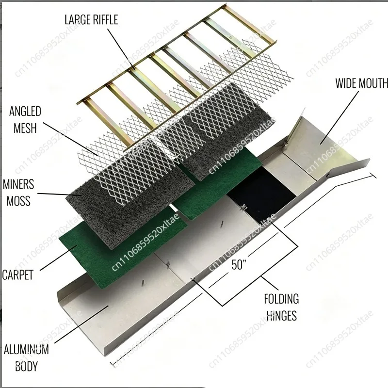Alloy Portable Gold Mining Chute Panning Prospecting Recovery Tool Folding Gold Sluice Box Aluminum