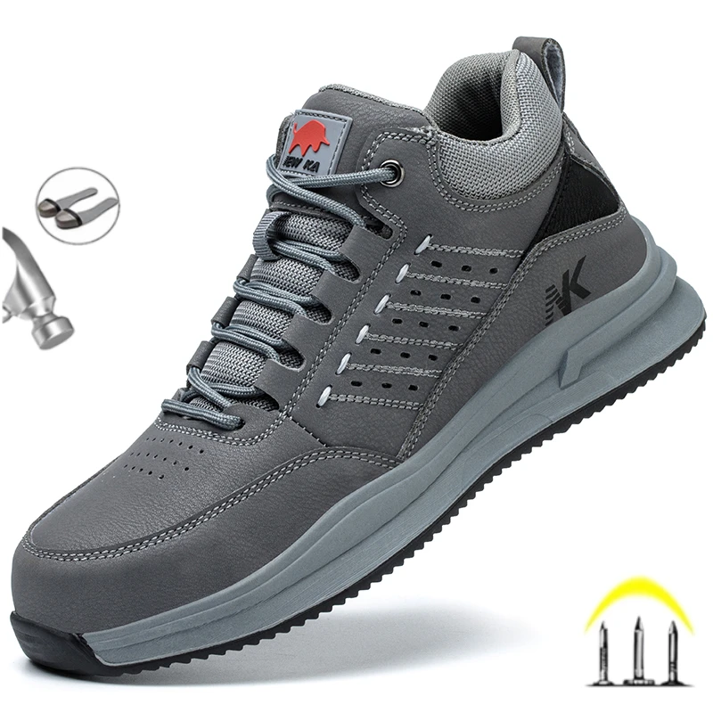 New 2023 Fashion Steel Toe Industrial Work Safety Boots Men Protection Sneakers Breathable Indestructible Male Footwear