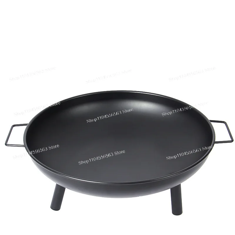Outdoor portable round fire pit, built-in barbecue grill, charcoal heating stove, camping dual-purpose charcoal fire oven