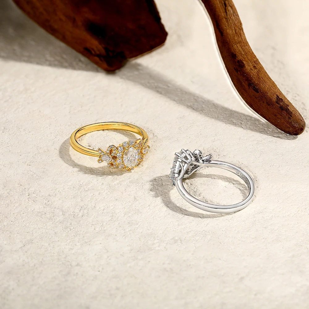 ATTAGEMS Luxury Moissanite Rings Oval Cut 925 Sterling Silver Ring Women Bow Design For Engagement Wedding FineJewelry Certified