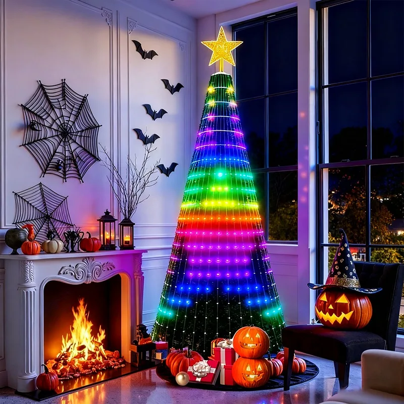 1.8M/2.1M Smart Christmas Tree Lights Festival Party App controla texto e imagens de programação DIY, um presente de Natal perfeito.