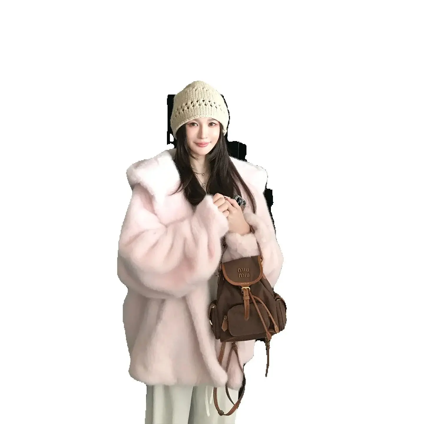 

Окрашенная на заказ розовая экологически чистая куртка с капюшоном из миланской норки для женщин.