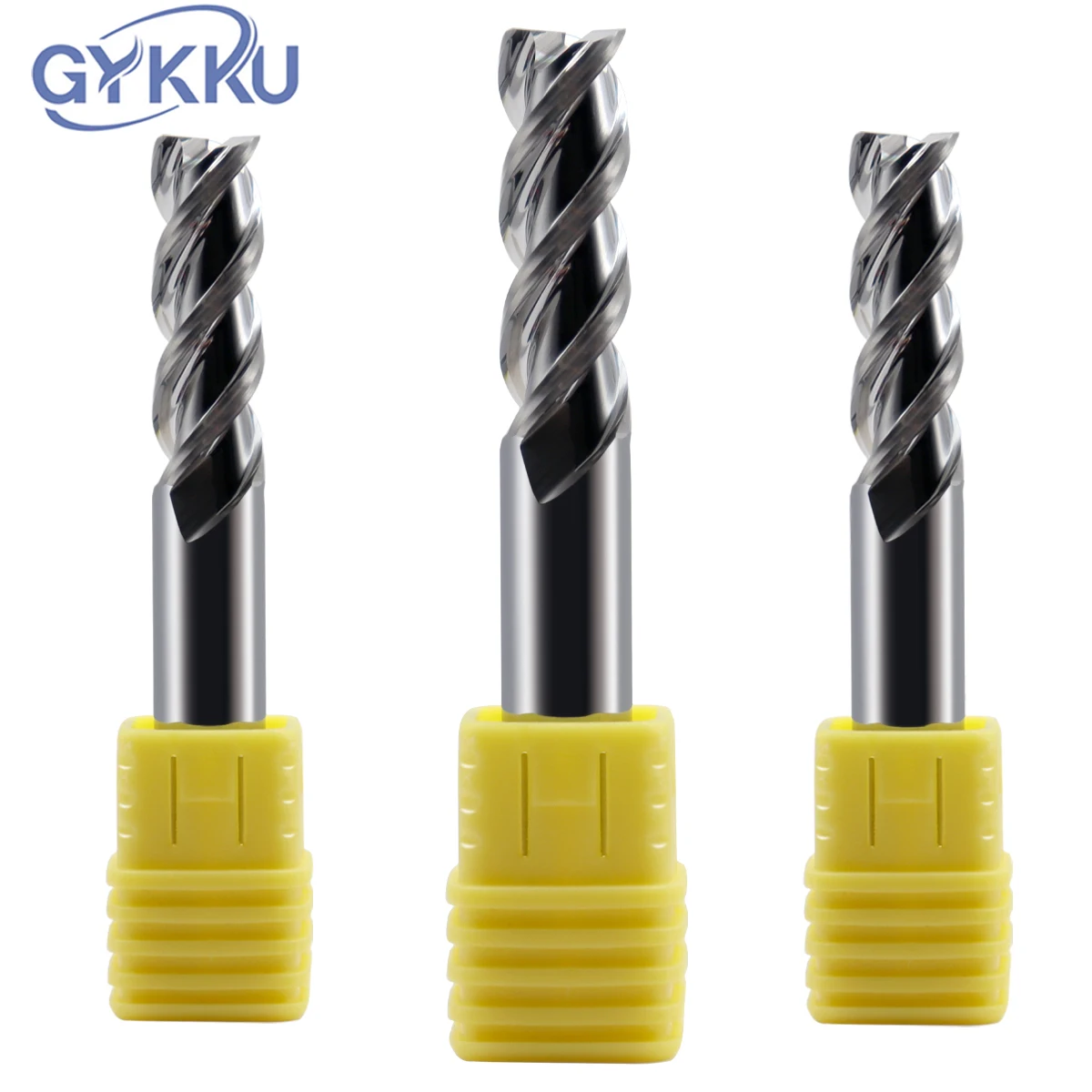 GYKKU HRC55 High Gloss Mirror End Mill Carbide For Copper Aluminum Milling Cutter Tungsten 3 Flute Routrt Bits CNC Machine Tools