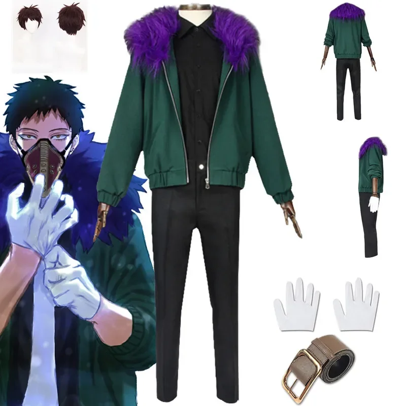 Anime My Hero Academia Chisaki Kai Overhaul Cosplay Costume Jacket Coat Outfits Halloween Carnival Shirt Pants Gloves Belt