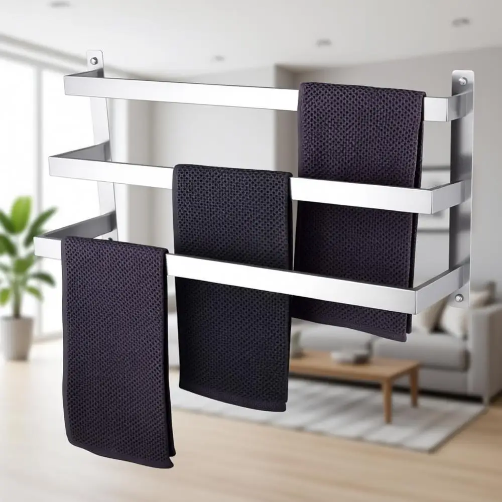 

Настенная 3-ярусная вешалка для полотенец в виде лестницы, из матовой нержавеющей стали, длина 24 дюйма