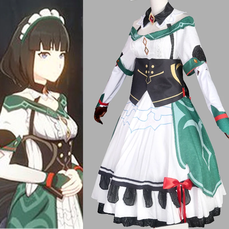 

New! Katheryne Cosplay Costume Genshin Impact Adventurers Guild Women Cute Maid Uniform Game Same Cosplay C