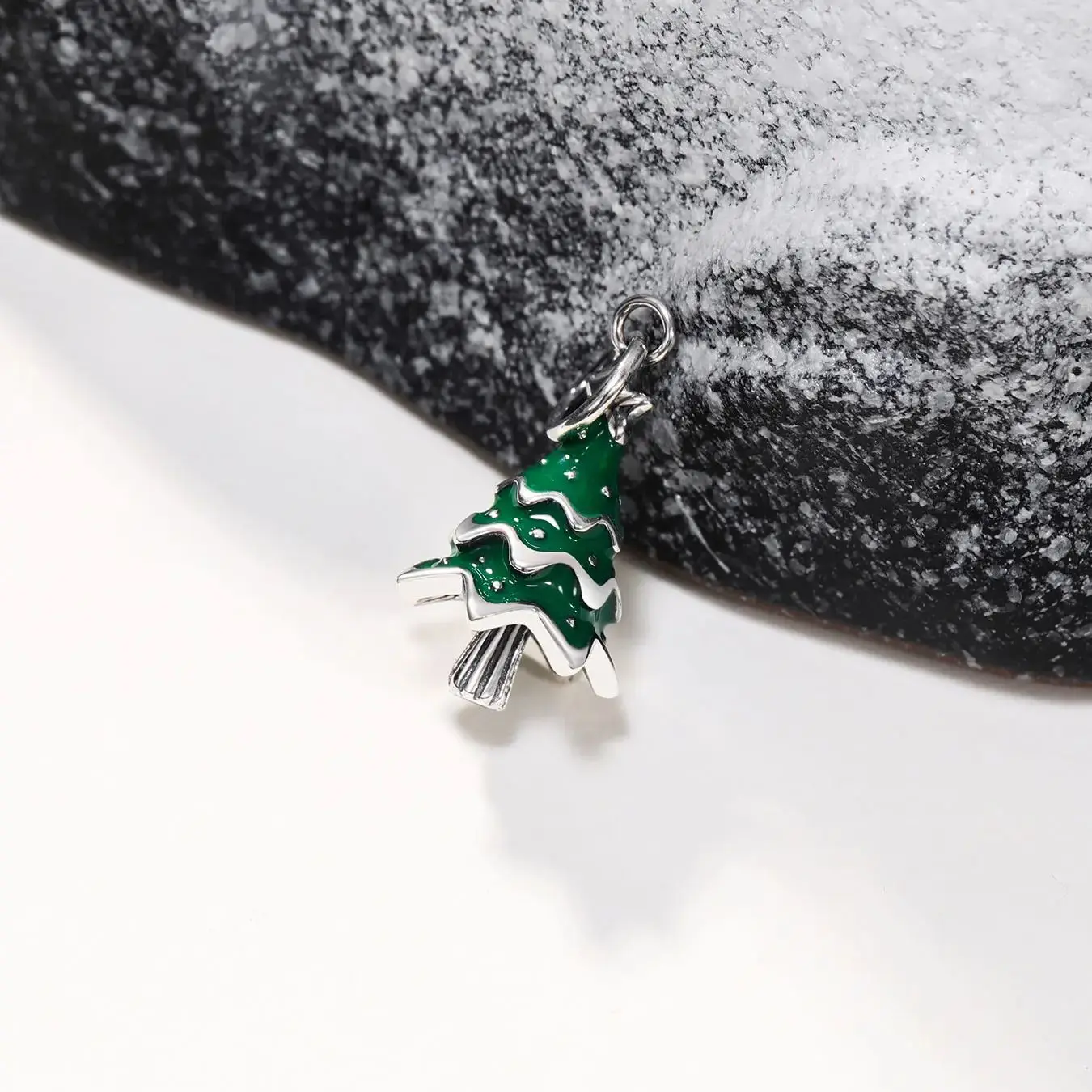 

DJ059G authentic 925 sterling silver exquisite fashion DIY silver jewelry enamel Christmas tree pendant