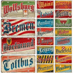 Artisian German Landmark License Plate Germany City Metal Tin Plaque State Metal Sign Wall Decor Garage Bar Pub Club Hotel Cafe