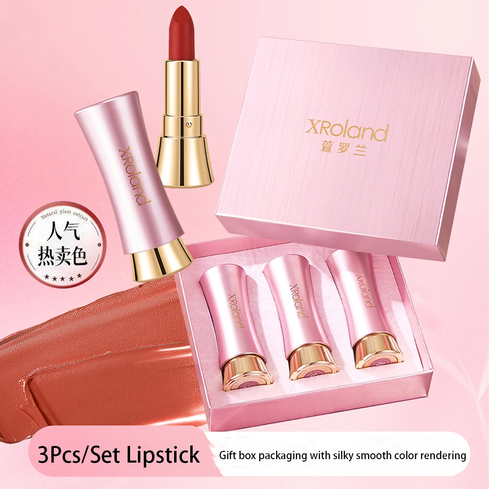 3Pcs/Set Lipstick Lip Makeup Velvet Matte Lipstick Make-up for women Lip Stick Moisturizing Matte Lip Gloss Lips Cosmetics