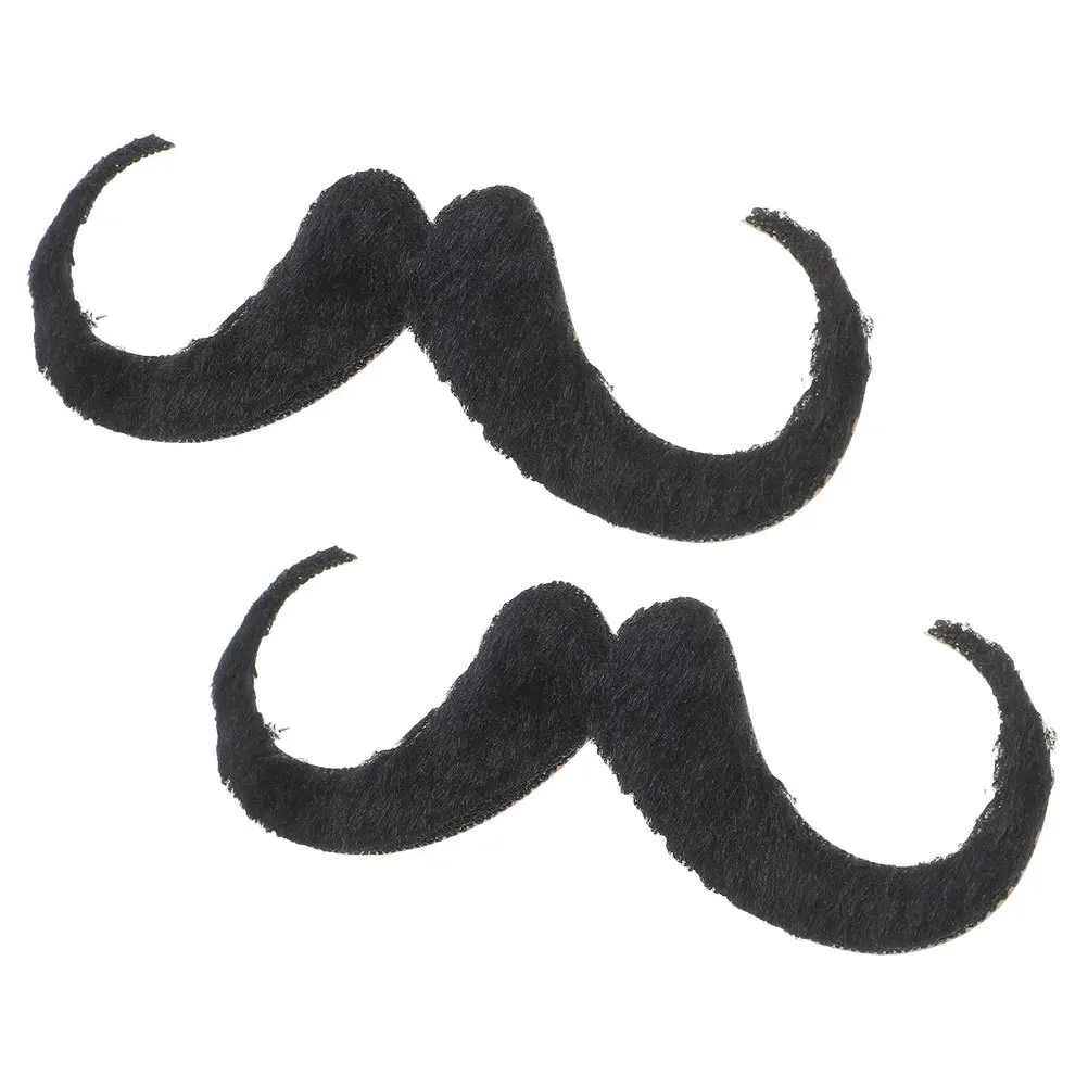

2pcs Fake Mustache Beard For Men Self Adhesive Realistic Costume Props Party Masquerade Stage Cosplay Supplies Handheld Photo