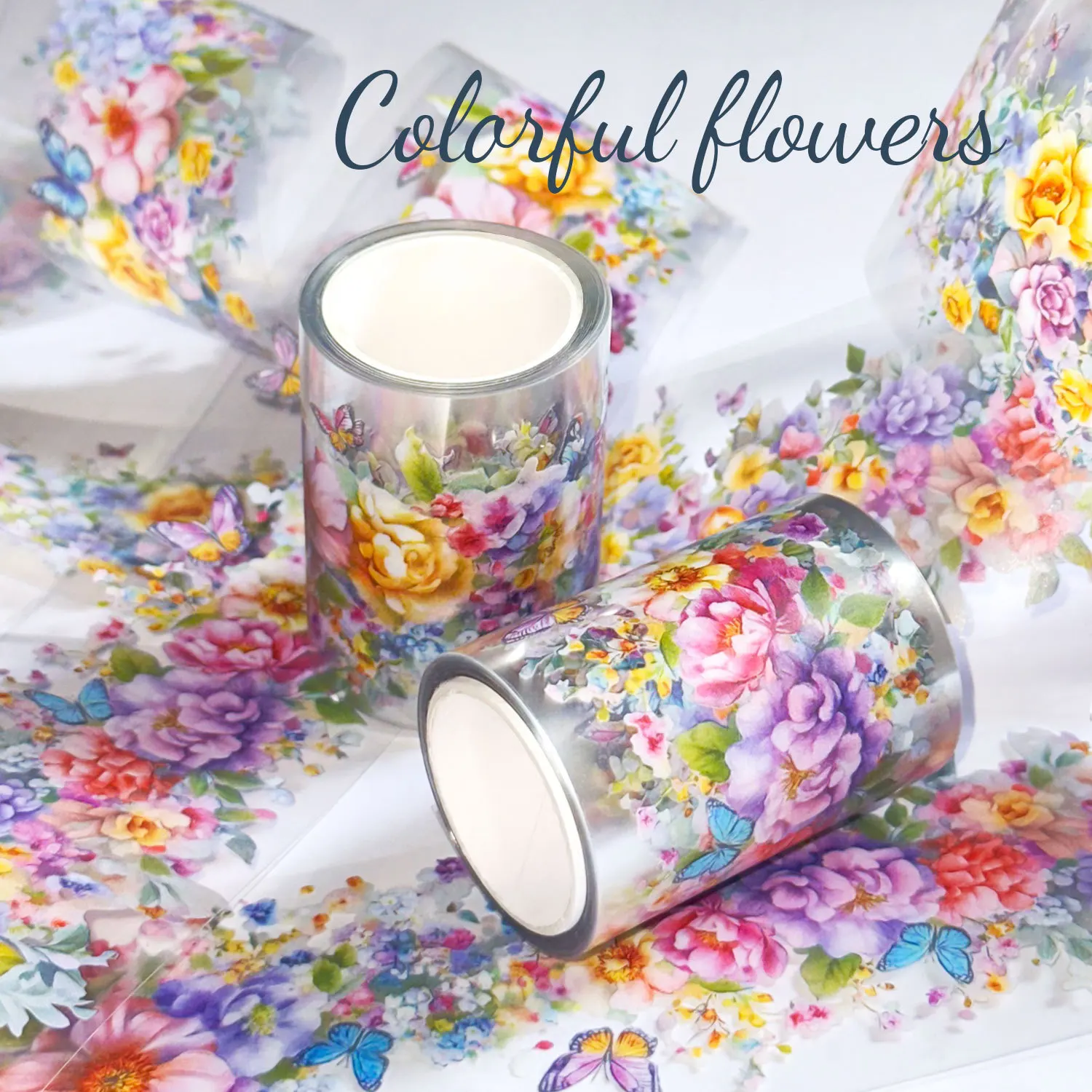 

1 roll cartoon floral PET tape DIY creative artsy planner supplies scrapbook notebook