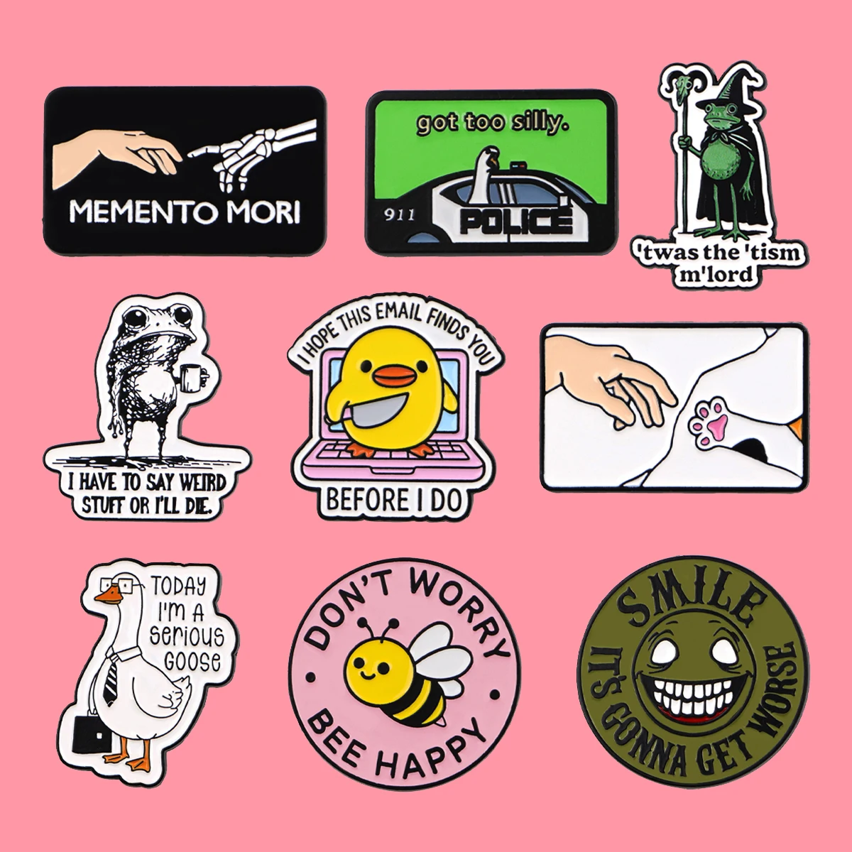 الكرتون الحيوانات يقتبس المينا الصنوبر الضفدع أوزة النحل بروش شارة بدبوس معدنية على ظهره الملابس والاكسسوارات هدايا مجوهرات الأزياء #1