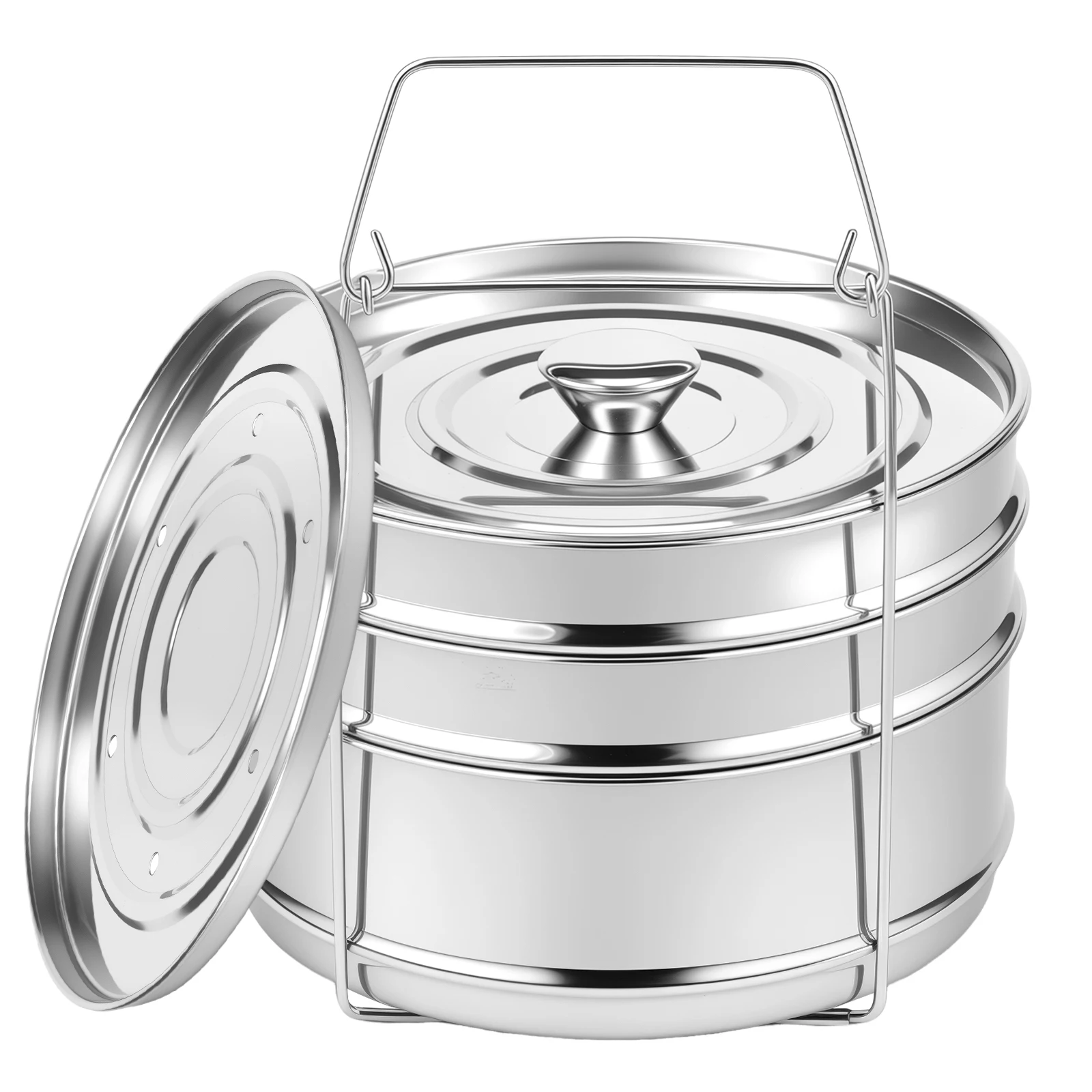 

2/3 уровня вставки для пароварки, сковорода из нержавеющей стали 304, вставные сковороды для скороварки, большая вместительная решетка для приготовления на пару для кухонных аксессуаров