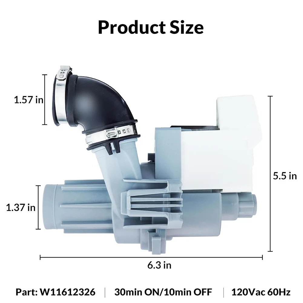 Circulation Pump Replacement for Dishwasher Models W11612326 For W10879262 Robust Plastic and Metal Build Easy Install