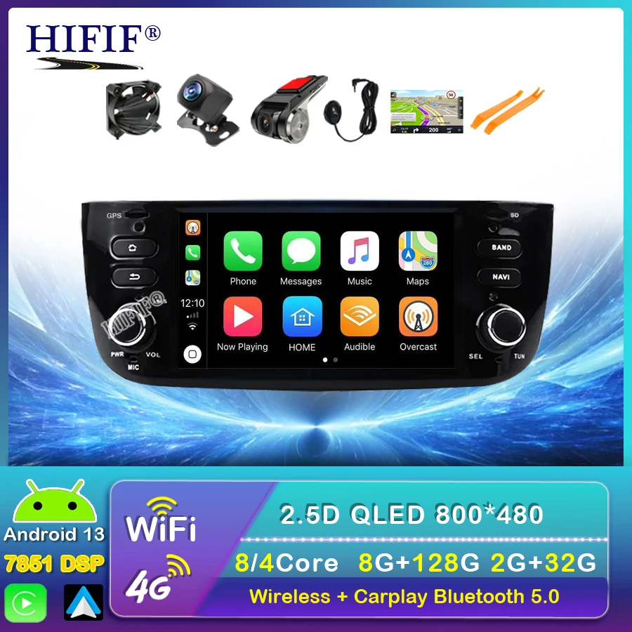 Android 13 Car Stereo Radio Multimedia For Fiat Linea Punto evo 2012-2015 Video Player 2Din Navigation GPS Carplay