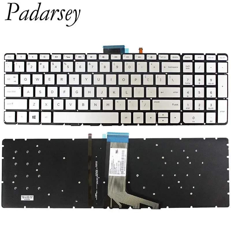 Padarsey-Reemplazo de teclado de EE. UU. Para HP Envy m6-w m6-w000 serie x360, retroiluminación de ordenador portátil sin marco plateado