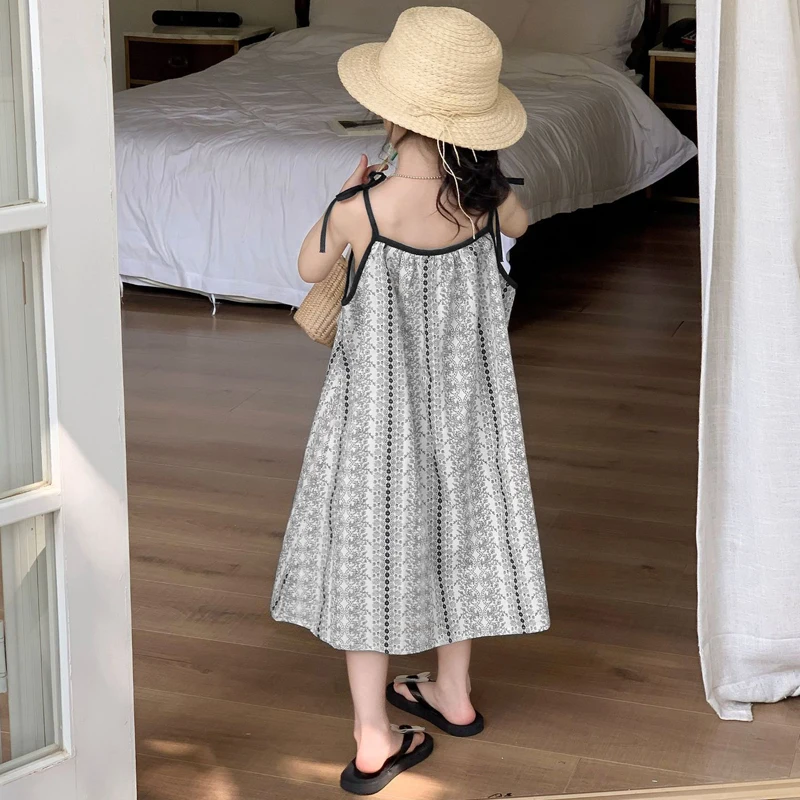 Bohemian printed style vacation dress For 1-9 Yrs Baby Girls 6.1 Children's Day Party Costumes Sleeveless loose beach Dress 2026