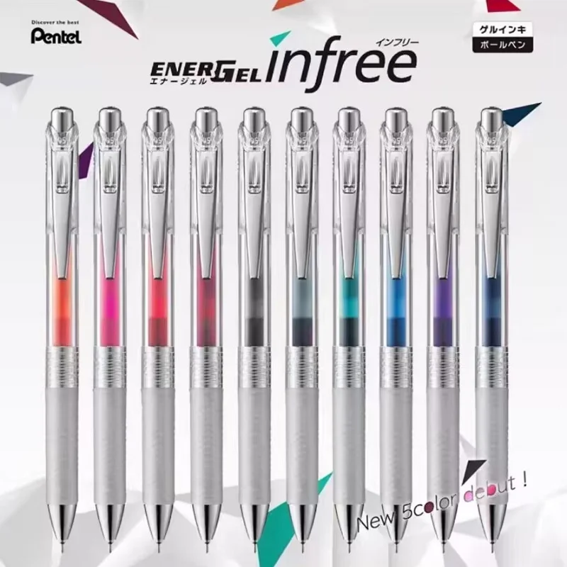 Pentel Colored Gel Pen Retractable Quick-Dry Ink Stationery Assorted Color Clear Barrel High-Capacity Painting and Key Markings