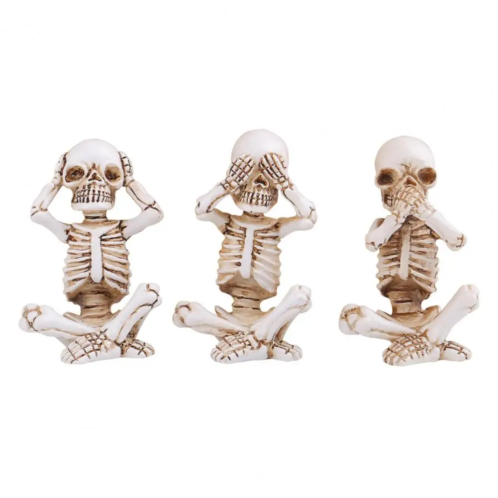 Home Decor Accents Skeleton Ornaments Set of 3 Skull Ornaments Set Resin Yoga Skeleton Figurines Hear for Halloween for Skull