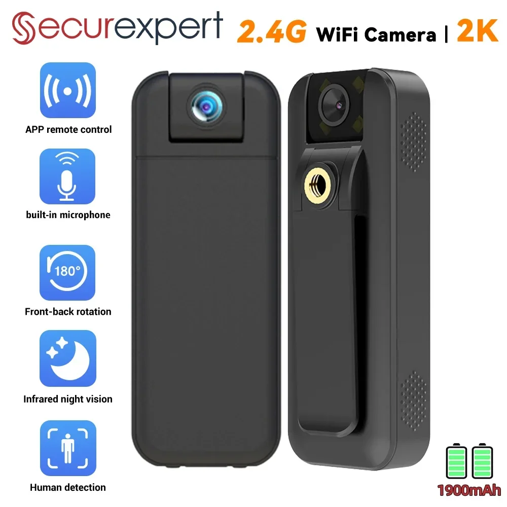 5MP HD WiFi Security Camera with 1900mAh Battery 120°+180° V