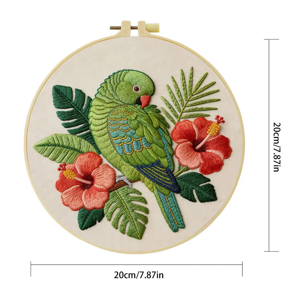 1 Stück 20x20cm/15x15cm 7,87/6,3 Zoll Papageien-Stickerei-Starter-Kit DIY-Kit DIY-Stickerei-Set für Anfänger – Detail 5