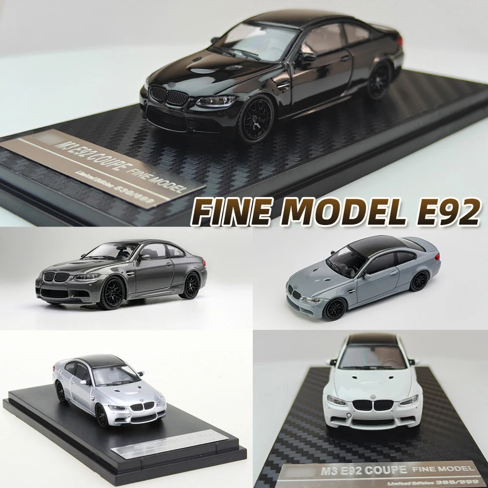 Modèle réduit FINE MODEL 1/64 E92 en alliage moulé sous pression, coupé sport large avec intérieur détaillé, voiture miniature de collection, cadeau pour adulte