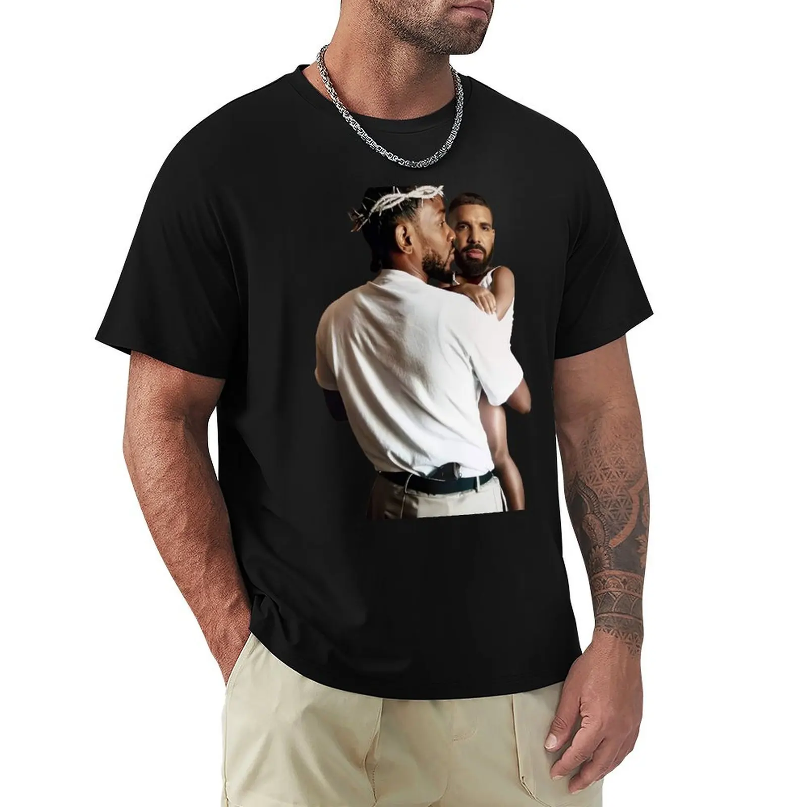 

Kendrick Lamar Holding Baby Drake T-Shirt blanks customs design your own customs clothes for men