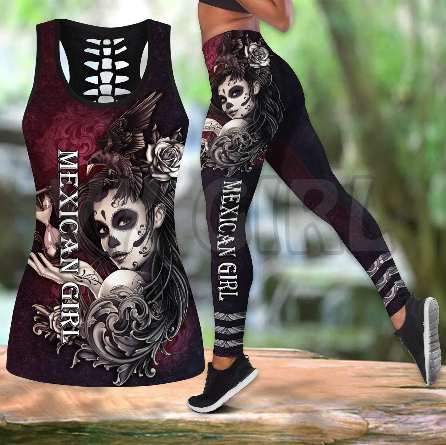 

Mexico Girl Combo Tank Top + Legging 3D Printed Tank Top+Legging Combo Outfit Yoga Fitness Legging Women