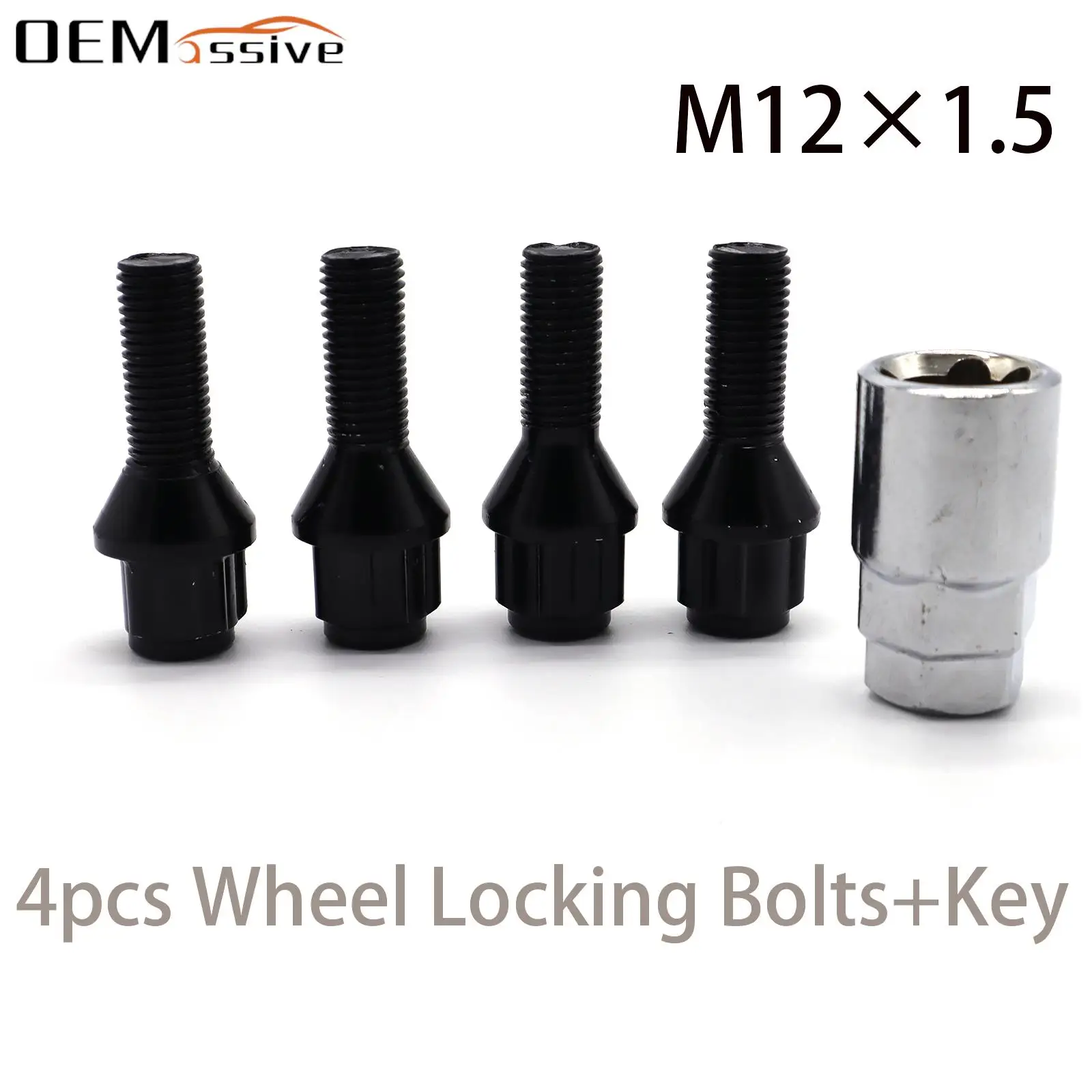 4X Car Alloy Wheel Locking Bolts Nuts Lugs Black M12x1.5 17mm Hex Taper For BMW 1 3 5 6 7 8 Series E36 E46 E60 E61 E90 M1 Z3 Z4