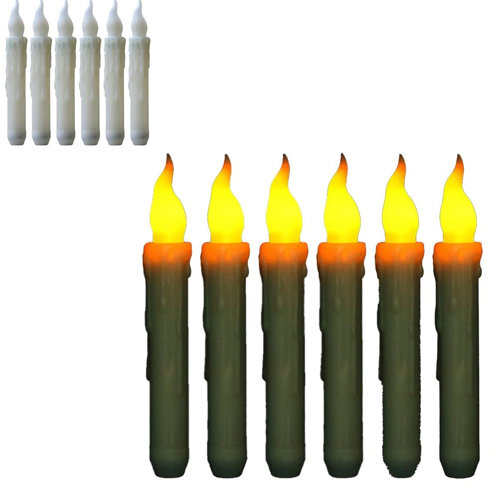 6Pcs Led Electric Candles Lamp With Remote Control 3D Led Battery Candles Light For Christmas Flameless Taper Candles Light