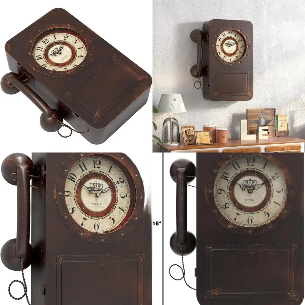 

Большие прямоугольные настенные часы в винтажном стиле со скрытым сейфом, на батарейках, подходят для декора гостиной и фермерского дома (16x1