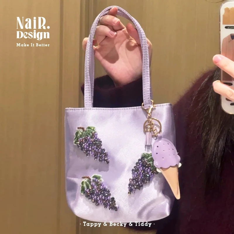 

Patchwork Embroidery Luxury Handbags Women Korean Sweet Y2K Aesthetic Exquisite Top Handle Clutches Fashion Casual Purses