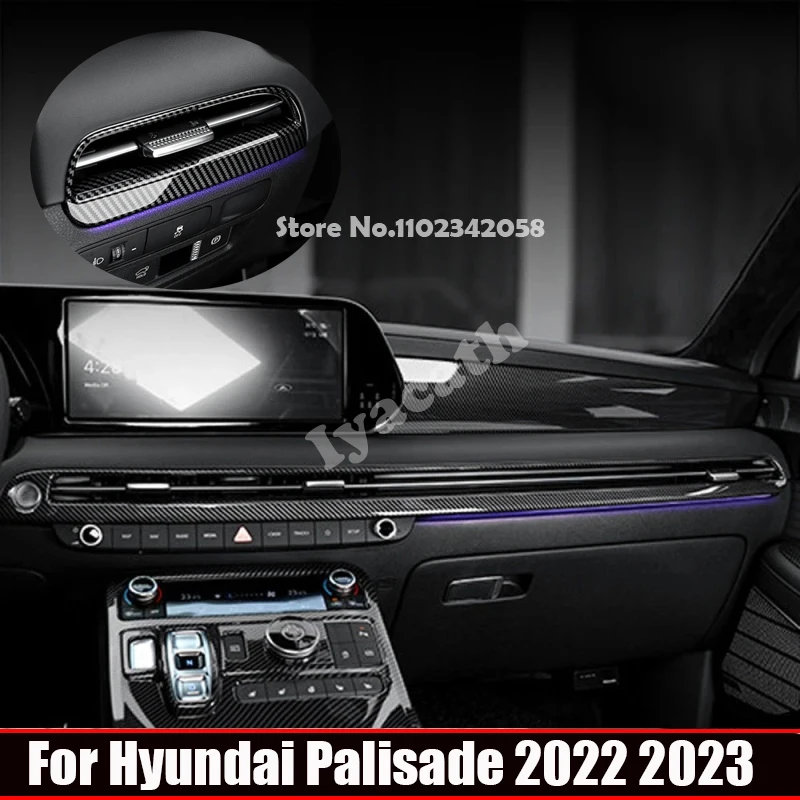 

LHD For Hyundai Palisade 2022 2023 ABS carbonfiber Interior Dashboard Air Conditioner outlet Center Trim Air Vent panle Frame