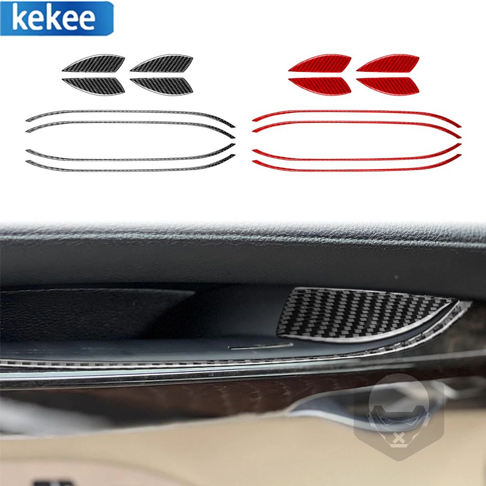 For BMW 7 Series F01 2009-2014 Real Carbon Fiber Storage Box Puller Panel Decorative Cover Car Interior Decoration Sticker 8 PCS